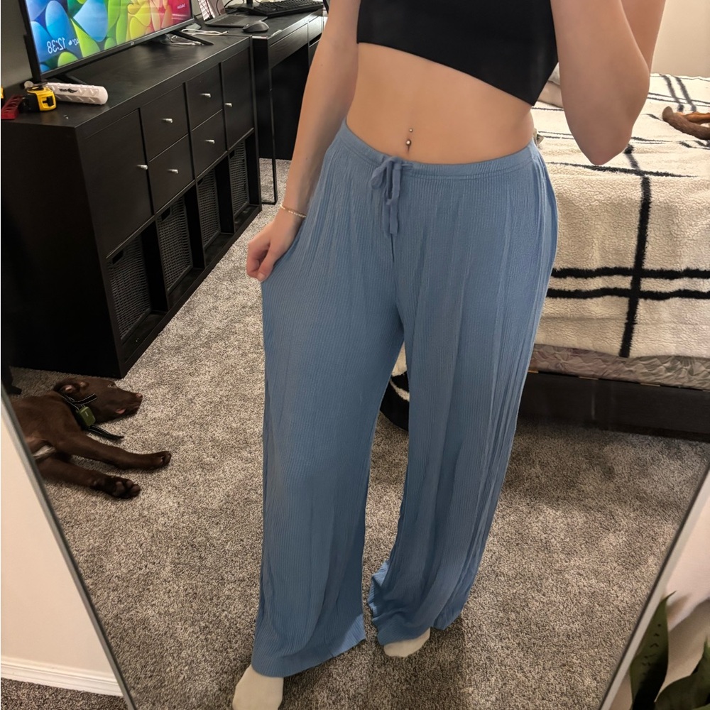 Auden Light Blue Wide-Leg Pull-On Pants